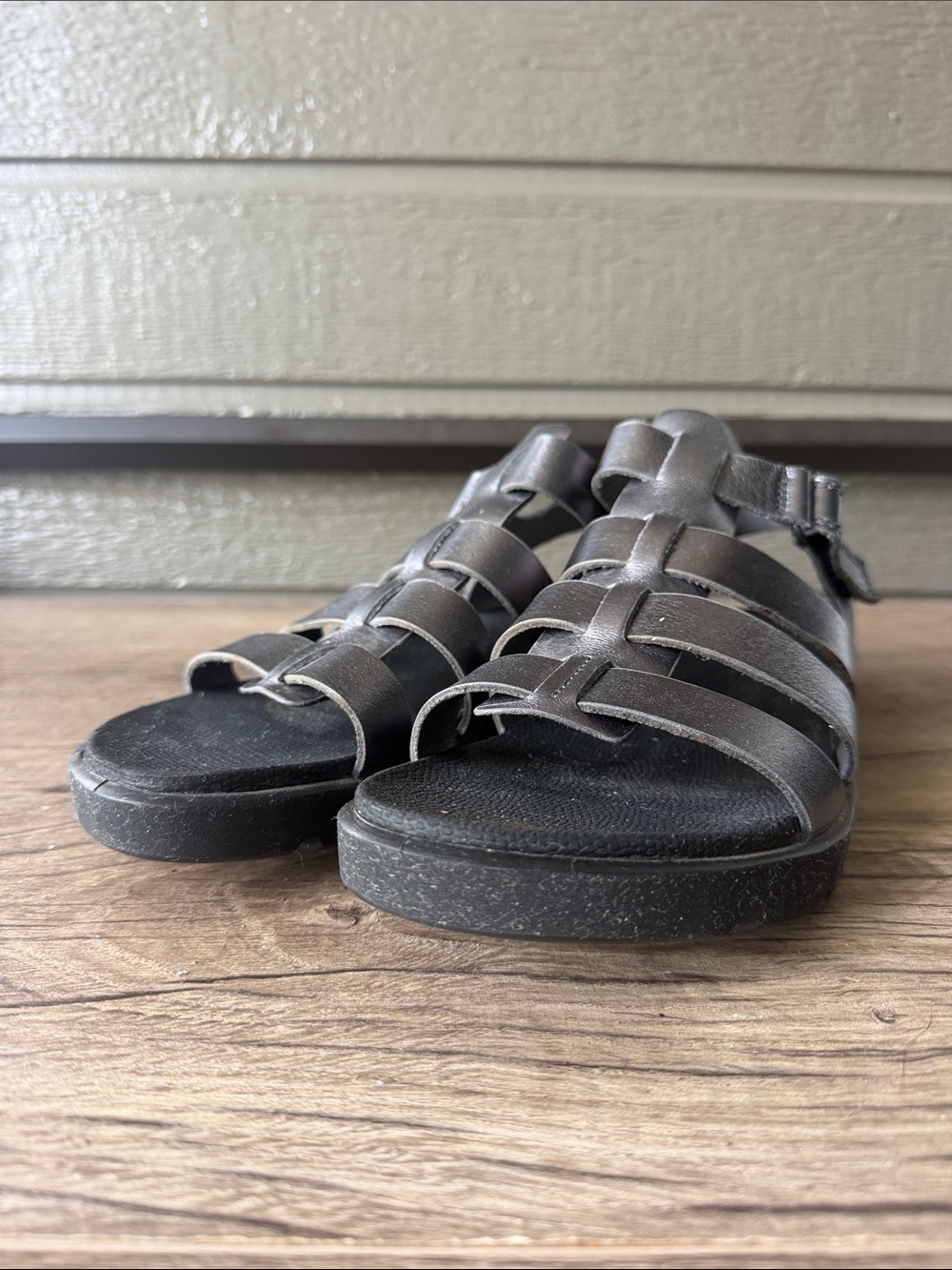 Ecco Black Multi-Strap Leather Slide Sandals size 41